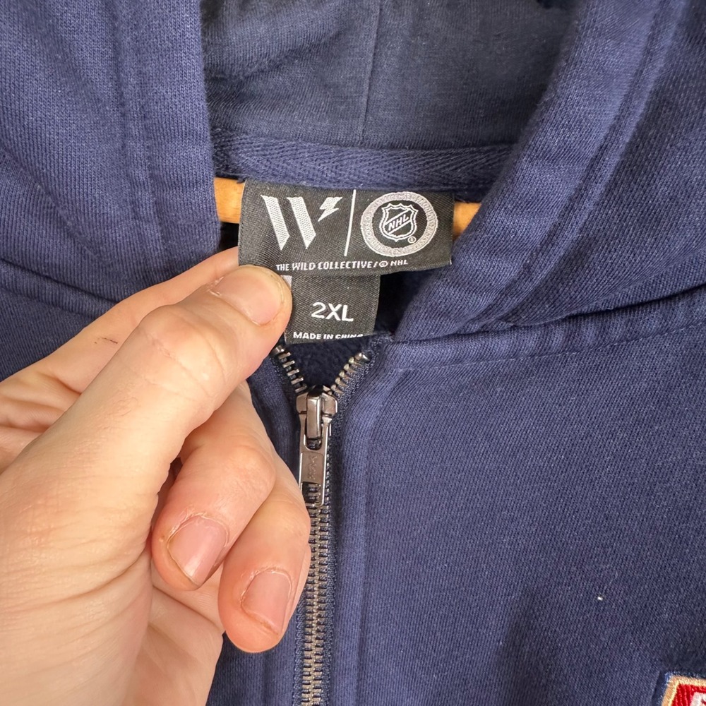 The Wild Collective NHL Florida Panthers Navy Full Zip Hoodie Mens 2XL Striped - Picture 5 of 9